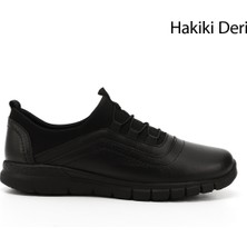 Gönderi(r) Kadın Siyah  Lastik Bağcıklı Hakiki Deri Comfort Sneaker