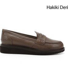 Gönderi(r) Kadın Vizon Antik Dolgu Taban Hakiki Deri Loafer Ayakkabı