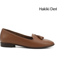 Gönderi(r) Kadın Taba Antik  Hakiki Deri Püsküllü Babet
