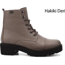 Gönderi(r) Kadın Vizon Floter Fermuarlı Kauçuk Taban Hakiki Deri Postal Bot