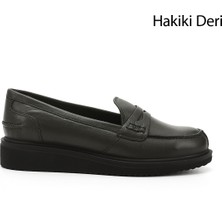 Gönderi(r) Kadın Haki Antik Dolgu Taban Hakiki Deri Loafer Ayakkabı