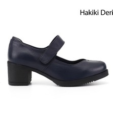 Gönderi(r) Kadın Lacivert  Kalın Topuklu Mary Jane Hakiki Deri Ayakkabı