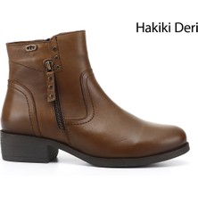 Gönderi(r) Kadın Taba Antik Çift Fermuarlı Kauçuk Taban Hakiki Deri Bot