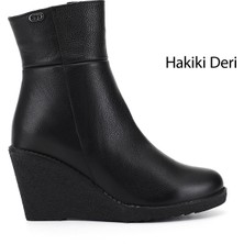Gönderi(r) Kadın Siyah Floter  Fermuarlı Dolgu Topuklu Hakiki Deri Bot