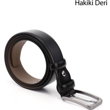 Gönderi(r) Erkek Siyah Hakiki Deri 3,5 Cm Klasik Kemer
