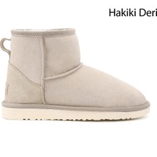 Gönderi(r) Kadın Bej Nubuk Kısa Hakiki Deri Kürklü Bot