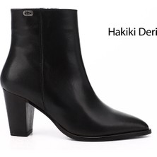 Gönderi(r) Kadın Siyah Fermuarlı Sivri Burun Hakiki Deri Bot