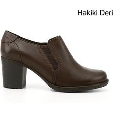 Gönderi(r) Kadın Kahve Antik Orta Kalın Topuklu Hakiki Deri Ayakkabı