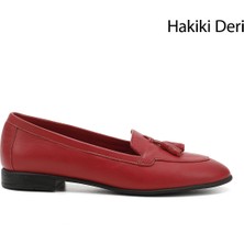 Gönderi(r) Kadın Kırmızı Antik Püsküllü Hakiki Deri Babet