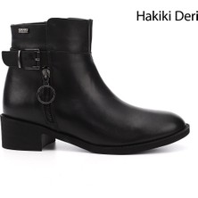 Gönderi(r) Kadın Siyah Fermuarlı Kalın Topuklu Hakiki Deri Bot