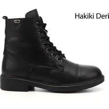 Gönderi(r) Kadın Siyah Fermuarlı Hakiki Deri Postal Bot