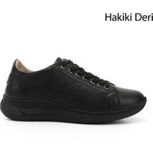 Gönderi(r) Kadın Siyah  Bağcıklı Dolgu Taban Hakiki Deri  Sneaker