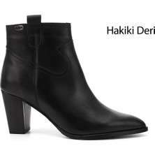 Gönderi(r) Kadın Siyah Fermuarlı Sivri Burun Hakiki Deri Bot