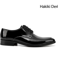 Gönderi(r) Erkek Siyah Rugan Bağcıklı Kösele Taban Hakiki Deri Klasik Ayakkabı