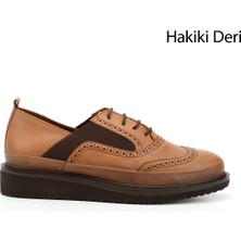 Gönderi(r) Kadın Taba Antik Bağcıklı Dolgu Taban Hakiki Deri Ayakkabı