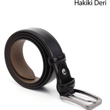 Gönderi(r) Erkek Siyah Hakiki Deri 3,5 Cm Klasik Kemer