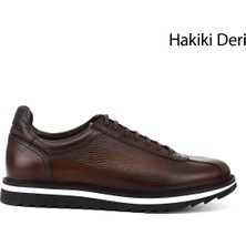 Gönderi(r) Erkek Kahve  Bağcıklı Hakiki Deri Comfort Sneaker