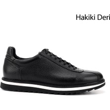 Gönderi(r) Erkek Siyah  Bağcıklı Hakiki Deri Comfort Sneaker
