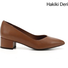 Gönderi(r) Kadın Taba Antik Kısa Kalın Topuklu Hakiki Deri Ayakkabı
