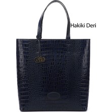 Gönderi(r) Kadın Lacivert  Hakiki Deri El ve Omuz Çantası