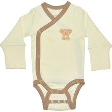 Organickid Naturel Bebek Kahverengi Kruvaze Uzun Kol Body