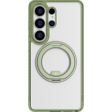 Galaxy S26 Ultra Kılıf M-Safe Uyumlu Şeffaf 360 Standlı Amazingthing Titan Magspin Seri Kapak Yeşil