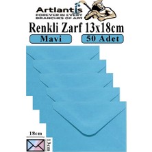 Artlantis Mavi Zarf 13X18 cm 50 Adet Mavi Mektup Zarfı Davetiye Zarfı Kartpostal Çekiliş Hediye Zarfı