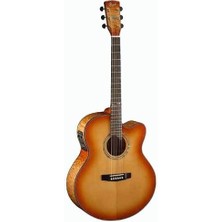 Cort CJ7X Lvb Elektro Akustik Gitar | Jumbo Cutaway - Light Vintage Burst