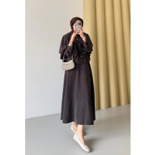 Molly Nelly Kadın Pelerin Detaylı Gömlek Etek Takım