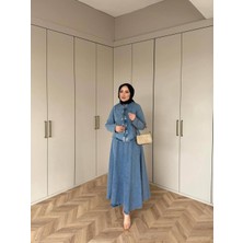 Molly Nelly Kadın Çift Düğme Detaylı Şık Kot Etekli Takım