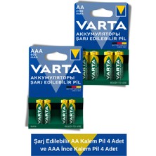 Varta Power Şarj Edilebilir Aa Kalem Pil 4 Adet ve Aaa Ince Kalem Pil 4 Adet