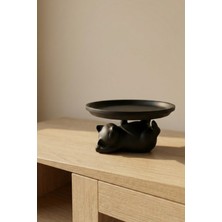 Pamuk's Design Siyah Kedi Figürlü Sunumluk Banyo Sabunluk, Kahvaltı Tabağı, Takı Organizeri, Mumluk 14 x 14 cm