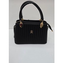 Melisa Çanta Eşarp Kadın Siyah Üç Bölmeli El ve Omuz Çantası