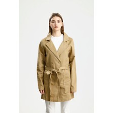 Pamuklu Gabardin Kruvaze Fıt Ceket Hardal