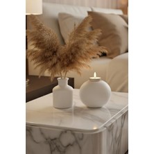 Safir Design El Yapımı Dekoratif Mumluk ve Vazo Seti - Kurutulmuş Pampas Hediyeli Minimalist Tasarım