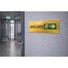 Outdoor One Acil Çıkış Gold Metal Yönlendirme Levhası 10x25 cm – İş Güvenliği