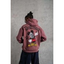 Etiler Collection Erkek Üç Iplik Baskılı Kapüşonlu Sweat - Gül Kurusu