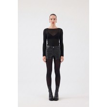 Holly Lolly Kayık Yaka Ultra Soft Nikki Kaşmir Bluz Siyah