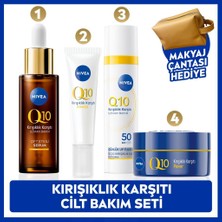 Nivea Q10 SPF50 Güneş Koruyucu Yüz Kremi 40ML, Kırışıklık Karşıtı Serum, Göz ve Gece Kremi, Çanta Hediye