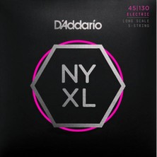 D'addario NYXL45130 5 Telli Bas Gitar Tel Seti - 45-130 Regular Light (Profesyonel) | Long Scale, Nyxl Nikel Sargı ile Genişletilmiş Dinamik Aralık, Derin Baslar ve Modern Ton Karakteri