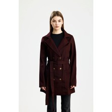 Pamuklu Gabardin Kruvaze Fıt Ceket Bordo