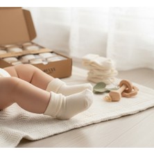 Bebeva Baby 5’li Paket Yumuşak Dokulu Pamuklu Bebek Çorap Seti - Ekru