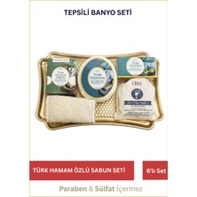 Lawin 5'li Hediye Banyo Seti – Türk Hamam Zeytinyağlı Sabun ve Kabak Lifli Kese - Tepsili