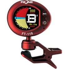 Fzone FT119 Kromatik Kırmızı Tuner | Canlı Kırmızı Tasarım Hızlı Algılama ve Her Enstrümana Uygun Kromatik Mod