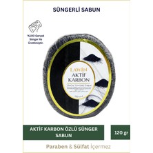 Lawin Aktif Karbon Doğal Süngerli Sabun – Banyo Süngeri Lif, Peeling Etkili, Zengin Köpük