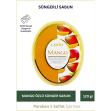 Lawin Mango Özlü Doğal Süngerli Sabun – Banyo Süngeri Lif, Peeling Etkili, Zengin Köpük