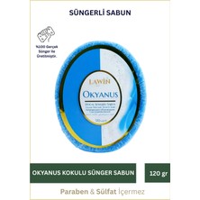 Lawin Okyanus Özlü Doğal Süngerli Sabun – Banyo Süngeri Lif, Peeling Etkili, Zengin Köpük
