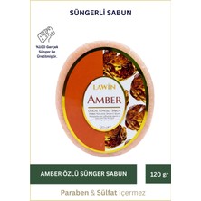 Lawin Amber Özlü Doğal Süngerli Sabun – Banyo Süngeri Lif, Peeling Etkili, Zengin Köpük