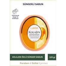 Lawin Kolajen Özlü Doğal Süngerli Sabun – Banyo Süngeri Lif, Peeling Etkili, Zengin Köpük