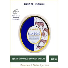 Lawin Eşek Sütü Özlü Doğal Süngerli Sabun – Banyo Süngeri Lif, Peeling Etkili, Zengin Köpük